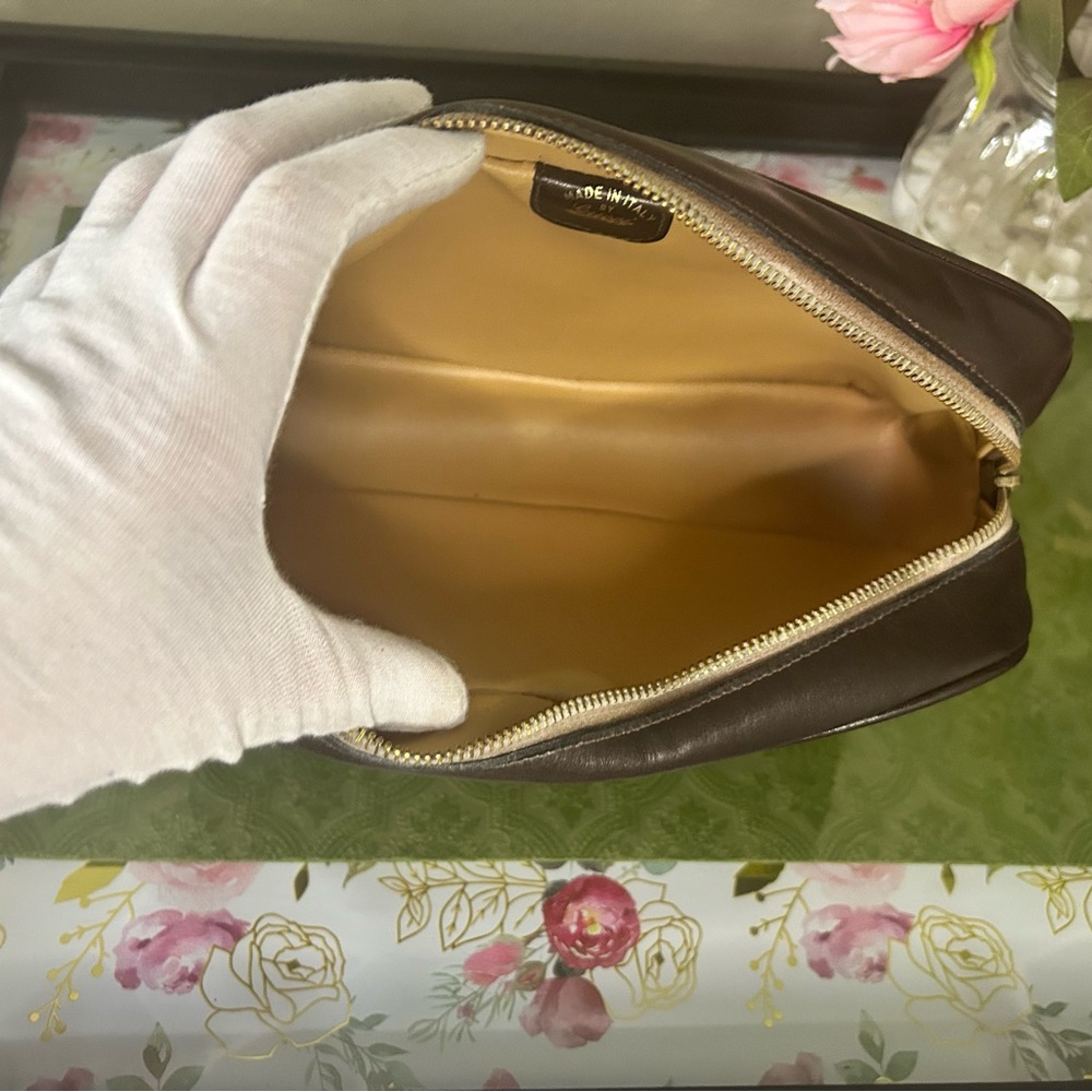 Gucci Vintage Sherry Line Dopp Kit Toiletry Rich Chocolate - Picture 7 of 11